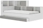 Kinderbett mit Stauraum &ndash; Nachbildung in Wei&szlig; und Grau &ndash; 90 x 200 cm -