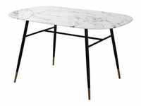 Möbilia Tisch 140 x 90 cm | Glasplatte in Marmoroptik weiß | Gestell Metall...