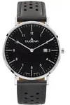 Dugena 4460898 Herren-Armbanduhr, Edelstahl-Geh&auml;use, Leder-Armband - Schwarz