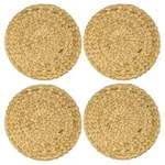 HMF 37231-S4 Tischset rund geflochten aus Wasserhyazinthe, abwaschbar, 4er Set,...