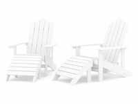 vidaXL Adirondack-Gartenstühle 2 Stk. mit Hockern HDPE Weiß