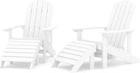 vidaXL Adirondack-Gartenst&uuml;hle 2 Stk. mit Hockern HDPE Wei&szlig;
