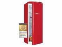 Exquisit Retro Vollraumkühlschrank RKS325-V-H-160E rot | Nutzinhalt: 225 L | Ohne