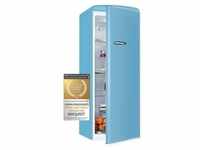 Exquisit Retro Vollraumkühlschrank RKS325-V-H-160E taubenblau | Nutzinhalt: 225 L 