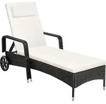tectake&reg; Rattan Sonnenliege 200 x 70 x 33 cm - Schwarz