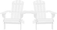 vidaXL Adirondack-Gartenst&uuml;hle mit Tisch Massivholz Tanne Wei&szlig;