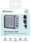 Verbatim GNC-140 GaN Charg. 140W 3xUSB-C PD, 1xUSB-A QC 3.0 32203 - Schwarz/Grau