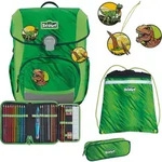 Scout Schulranzen Basic Neo Set 4-teilig Dino Rex gr&uuml;n - Gr&uuml;n