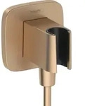 hansgrohe FixFit Q Wandanschluss mit Brausehalter, Brushed Bronze - Schwarz