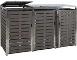 3er M&uuml;lltonnenverkleidung HWC-K14, M&uuml;lltonnenbox, 120x200x85cm WPC Edelstahl...