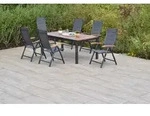 Merxx Gartenm&ouml;belset Paxos 7tlg., 6 Klappsessel, Ausziehtisch 180 (250) x 100...