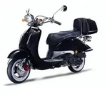 Motorroller Strada mit Top Case 50 ccm 45 km/h, Euro 5, schwarz, Sitzbank schwarz, GT