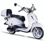 Motorroller Strada mit Top Case 50 ccm 45 km/h, Euro 5, wei&szlig;, Sitzbank schwarz, GT