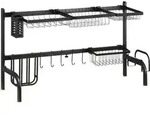 HOMCOM Abtropfgestell Geschirr 2-stufiges Abtropfgitter 51-93 cm Abtropfst&auml;nder -