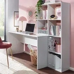 WOHNLING Schreibtisch mit Regal Wei&szlig; 170x59x143,5 cm B&uuml;rotisch Modern Laptoptisch