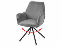 Esszimmerstuhl HWC-G67, Küchenstuhl Stuhl mit Armlehne, drehbar Auto-Position, Samt