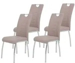 4er Set Stuhl Andrea S - Kunstleder Cappuccino - B&uuml;gelgriff und Metallgestell