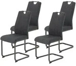 Hela Tische, 4er Set Esszimmerstuhl Freischwinger Britta - Webstoff Anthrazit -