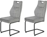 Hela Tische, 2er Set Freischwinger Stuhl LINDA, Mikrofaser Samt Silber,