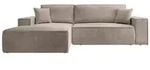Ecksofa Farese mit Schlaffunktion und Bettkasten, Ottomane links, Cordbezug in Beige