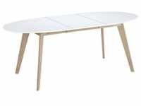 Miliboo - Tisch ausziehbar oval Weiß und helles Holz L150-200 LEENA