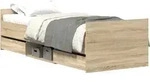 vidaXL Bettgestell mit Kopf- und Fu&szlig;teil Sonoma-Eiche 100x200 cm - Braun