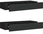 vidaXL Wandregale mit Schubladen 2 Stk. Schwarz 60x23,5x10 cm MDF - Schwarz