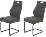 Hela Tische, 2er Set Freischwinger Stuhl LINDA -Bezug Microfaser Anthrazit