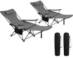 WOLTU 2er Set Campingstuhl, Klappstuhl, Liegestuhl, f&uuml;r Outdoor, Grau - Grau