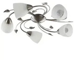 Lindby Deckenleuchte Yannie, 5-flg., 60cm, nickel/wei&szlig;, Glas - Silber/Grau
