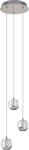 Lucande LED-Pendellampe Hayley, &Oslash; 25 cm, 3-flg., chrom, Glas