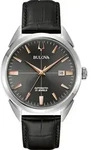 BULOVA 96B422 Classic Uhr Herrenuhr Lederarmband Datum schwarz - Grau