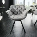 riess-ambiente Drehbarer Stuhl THE DUTCH COMFORT grau Samt mit Armlehnen Modern