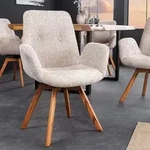 riess-ambiente Drehbarer Design Stuhl BALTIC beige Boucl&eacute; natur Eiche