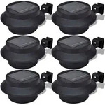 vidaXL 6x Au&szlig;enlampe Sonnenlichtset Zaunlicht Schwarz - Schwarz