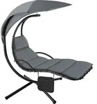 tectake H&auml;ngeliege Elaria mit Sonnendach und Seitentasche - Grau - 195x132x197 cm -