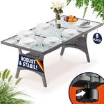 CASARIA&reg; Polyrattan Gartentisch 190x90x74cm mit Ablage Glas Tischplatte