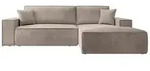 Ecksofa Farese mit Schlaffunktion und Bettkasten, Ottomane rechts, Cordbezug in Beige