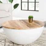 riess-ambiente Runder Couchtisch INDUSTRIAL STORAGE 70cm wei&szlig; natur Mangoholz mit