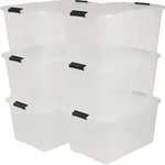 6er-Set Aufbewahrungsboxen 45 L mit Clips stapelbar, Iris Ohyama, Wohnzimmer,