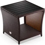 CASARIA&reg; Polyrattan Beistelltisch mit WPC Tischplatte Braun - Braun