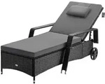 CASARIA&reg; Sonnenliege mit Rollen 7cm Auflage Extra Breit 90cm Gartenliege...