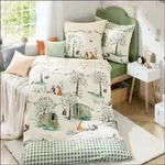 Kaeppel Renforc&eacute; Kinderbettw&auml;sche in 135x200 cm Picknick 48753 gr&uuml;n Tiere Baum -