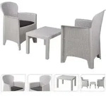 ProGarden | Garten-Set: Tisch und zwei St&uuml;hle - 60 x 58 x 89 cm - Wei&szlig; - Wei&szlig;