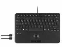 Perixx PERIBOARD-526 H DE, Kabelgebundene Mini-USB-Tastatur mit Trackball -