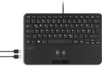 Perixx PERIBOARD-526 H DE, Kabelgebundene Mini-USB-Tastatur, Trackball, USB Hub