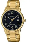 Casio #MTP-V002G-1B Men's Standard Analog Gold Tone Stainless Steel - Gold/Dunkelblau