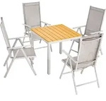 CASARIA&reg; Gartenm&ouml;bel Set 4 St&uuml;hle mit WPC Tisch 80x80cm Aluminium Sicherheitsglas