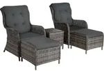 tectake&reg; Aluminium Rattan Sitzgruppe Benissa f&uuml;r 2 bis 4 Personen - Grau