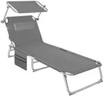 tectake graue Sonnenliege klappbar wasserabweisend 68x161x111cm - Grau